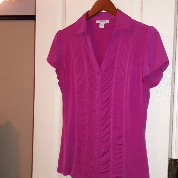 Dress Barn Tops - Pink Ruffle Detailed Short Sleeve Top (Dressbarn) Dress Barn Tops - Pink Ruffle Detailed Short Sleeve Top (Dressbarn)